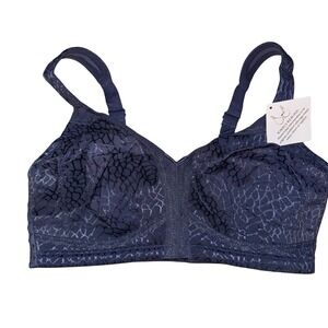 Curvon Full Coverage Bra Blue Jacquard Underwire Support Adjustable 36DDD